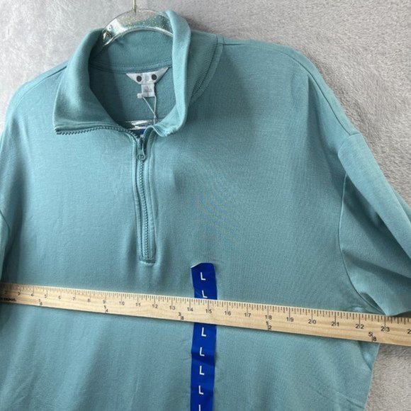 Three Dots Womens Sweater Sz Large Blue Fleece Cozy 1/4 Zip Pullover - Picture 5 of 12